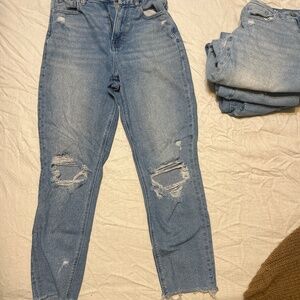 American Eagle Distressed High-waisted Mom Stretch Jeans